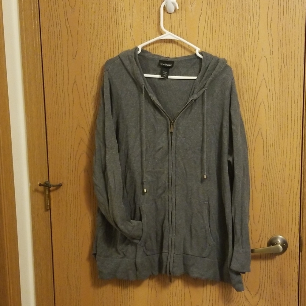 Lane Bryant Gray Double Zip Hooded Sweater